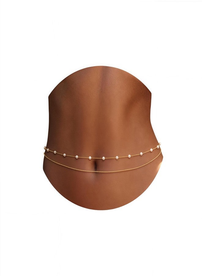 ADAIER Stainless Steel Waist Chain Adjustable Bohemian Body Jewelry for Women Sexy Bikini Lingerie Beach Festival Accessories (Round pearl) - Image 1